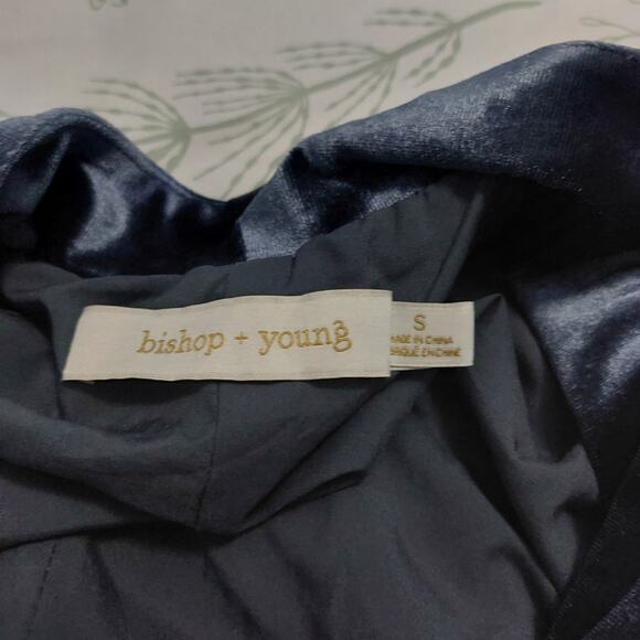 Bishop & Young Icon Blazer Velvet In Emerald Blue 3/4 sleeve Career Board room - Picture 8 of 13